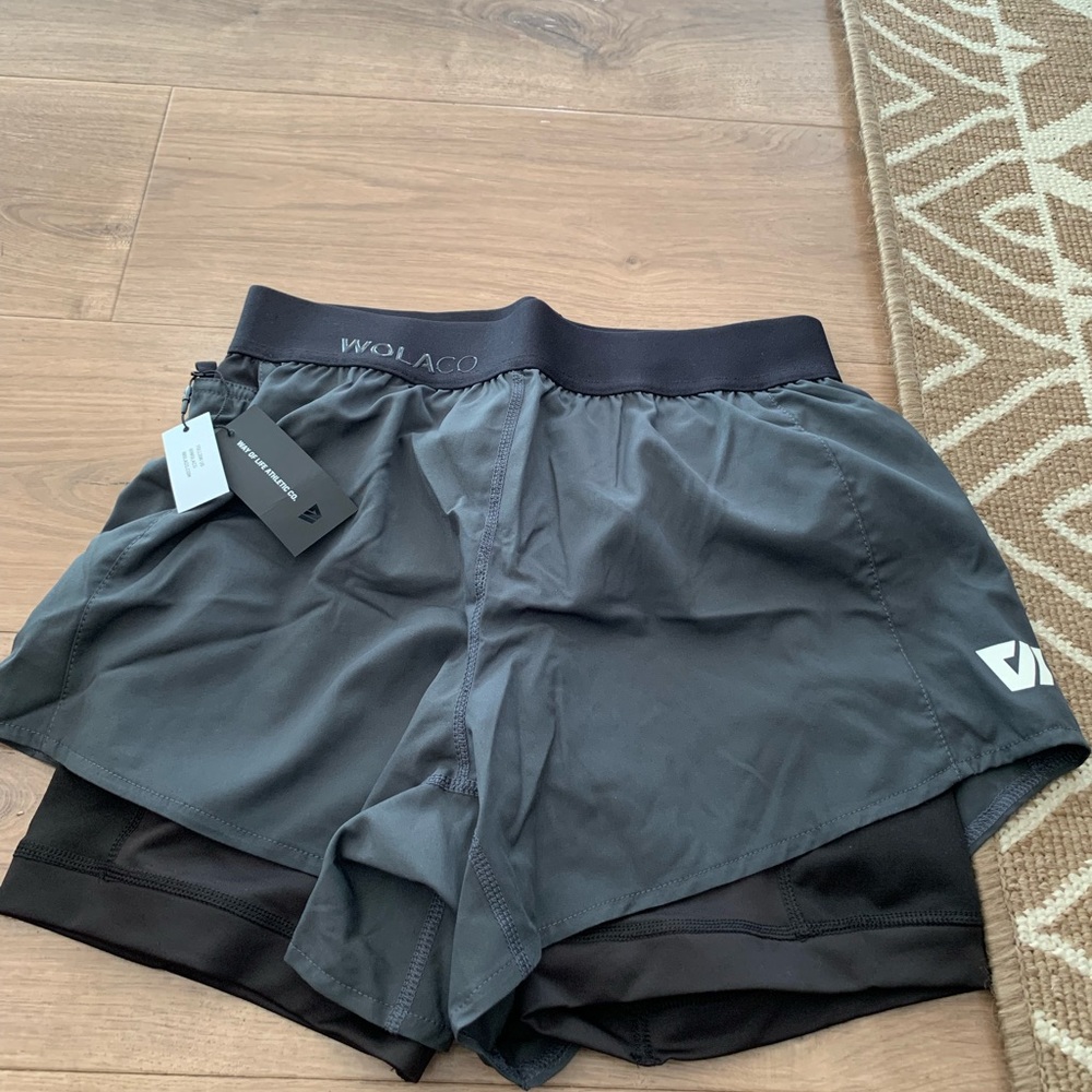 Wolaco Women's Gray Athletic Running Shorts with Inner Liner